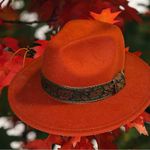 Pretty fall burnt orange felt fedora! Unisex Orange Photo 9
