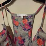 Collective Concepts  Gray And Pink Floral Dress with Ruffle Accents Size Large Photo 2