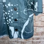 Chalet et Ceci Linen Lagenlook Geometric Print Top Size Small Blue Photo 4