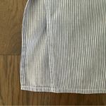 Vince  Linen Blend Split Back Boxy Pinstripe Button Down Shirt Blue and White M Photo 4