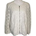 Trina Turk  white eyelet crochet lace zip up jacket Photo 0