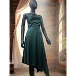 Lulus   Sereno Green  Satin Cowl Neck Asymmetrical‎ Midi Dress Sz Small Photo 1