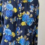 Equipment  Silk Lynn Blue yellow Floral button down long sleeve tunic blouse XS Photo 6