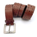 Fossil Vintage Walnut Brown Leather Belt Stitches and Eyelets Womens Size Medium Photo 6