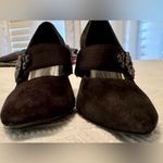 Tahari  Size 8.5 Eva heels with beaded embellishments on strap. Shoes. Pumps. Black suede. Photo 3