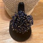 Seed Bead Large Cocktail Stretch ring Blue Copper FUN Photo 0