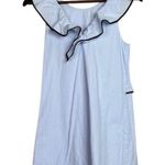 ZARA Trafaluc Sleeveless Ruffle Cotton Mini Dress Side Zip Up XS Light Blue Photo 13