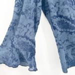 Fibers Womens Y2K Vintage Peasant Ruffled Velvet Floral Paisley Babydoll Blouse Blue Photo 3