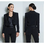 Elie Tahari Long Sleeve Open Front Tuxedo Crop Blazer Jacket Black Women Size 6 Photo 1