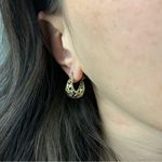 Open work Cutout Gold Over Sterling Silver Hoop Huggie Earrings 925 Turkey Photo 4