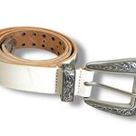 Urban Outfitters Western Bohemian Leather Studded Belt Off White Silver Medium Photo 5