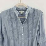 Sundance  Button Front‎ Shirt Womens XS Blue Cotton Lace Detail NWOT Photo 1