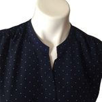 Maison Jules Mandarin Collar Blue & White Micro Polka Dot Shift Dress Photo 10