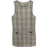 Forever 21 Tweed Mini Shift Dress Checkered Plaid Pockets Preppy Cream M Photo 1