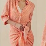 Free People NEW Rillo Beach Summer Shirtdress Extra Small Orange Pink Photo 0