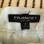 FRANCE 1 90s Vintage Light Blue Linen Wide leg pants wavy hem Ankle Length 4 Photo 2