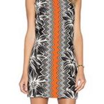 Milly Designer Floral Aesthetic Chevron Black / White / Orange Halter Dress Sz 4 Photo 2