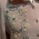 Heirloom Collectibles Christmas Sweater Small Pink Sequin Beaded Snowflakes Photo 3