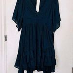 Storia Blue Tie Back Short Sleeve Flowy Cocktail Dress M Photo 0