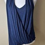 Ella Moss  Drape Front Layered Tank Top Shirt Size Medium Blue Heathered Grey Photo 0