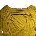 Free People  Boho Oversized Pleaded 3/4 Sleeve Mustard Yellow Top Blouse Small Photo 5