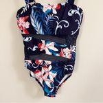 Carmen Marc Valvo One Piece Bathing Suit Cut Out Panels NEW Size 12 Maritime Photo 2