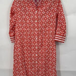 Gretchen Scott  Geometric Mini‎ Shirt Dress Women XXS Orange White Artsy Retro Photo 0