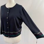 Tommy Hilfiger New  Striped Hem Cropped Cardigan 3/4 Sleeve Sweater Navy Photo 6