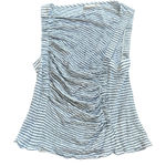 Deletta  Blue and White Striped Tank Top Cotton Linen Blend Large Photo 0