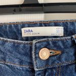 ZARA Size 00 Dark Wash Distressed Jeans Straight Leg Photo 5