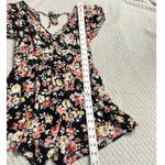 Louna Puff Sleeve Romper Women's Medium Black Floral V Photo 9