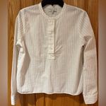 Madewell White with Blue Striped Crew Neck Popover Cotton Top Shirt Size XXS Photo 1