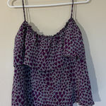 Rory Beca  Silk Gray Grey Purple Allover Abstract Heart Ruffle Cami Tank Small Photo 0