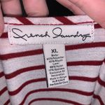 French Laundry  red striped ruched sides sequined lace sleeves casual shirt Photo 5