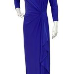 Ralph Lauren Lauren Dress Womans 8 Blue Long Sleeve Sheath Maxi Evening Gown Photo 6