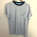 Goodfellow & Co Goodfellow Shirt Women Size Medium White Black Striped Pocket Short Sleeve Tee Photo 0