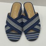 Chico's  Woven Criss Cross Block Heel Sandals Blue Slip On Size 9.5 MSRP $148 Photo 2