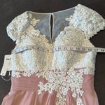 Women’s Ivory Lace Top Pink Chiffon V Photo 8