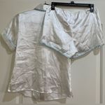 Gilligan & O'Malley Bride Satin Pajama Set with Light Blue Accents White Photo 2