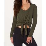 Lululemon  Knot A Problem Long Sleeve Tie Front Top Women Medium 8 10 Olive Green Photo 1