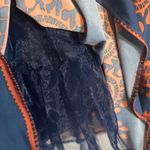 Girls From Savoy Navy Blue & Orange Floral Ruched Layered Dress Women Sz S Photo 8