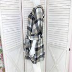 Maeve  Anthropologie Oversized Plaid Kimono Tunic Dress Tie WaistTan Black Small Photo 2