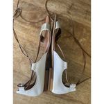 White House | Black Market White Silver Lace Up Open Toe Strappy Flats Size 6 M Photo 3