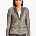 Trina Turk  Green Plaid Tweed Blazer Jacket Golden Eye 2 XS Photo 0