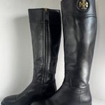 Tory Burch  Size 6M Black Knee-High Riding Boots – Leather, Gold Medallion Size 6 Photo 1