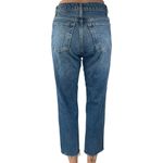 Topshop Women's Blue High Waisted Straight Leg Raw Hem Cropped Denim Jeans Sz 24 Photo 2