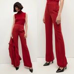 Veronica Beard Lebone Pleated Crepe Straight Leg Pants Crimson Red Womens Size 0 Photo 1