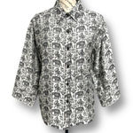 Chico's Vintage Chico’s Design Gray Animal Print Jacket Embroidered Artsy Boho Sz 2 L Photo 0