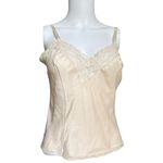 80/90s Small Nylon Satin Camisole Slip Buttercream Lace Sweetheart Neckline​ Gold Photo 5