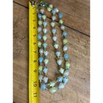Vintage West Germany Pastel Glass Tulip Flower Beaded Necklace With Green Crysta Size 18 Photo 8